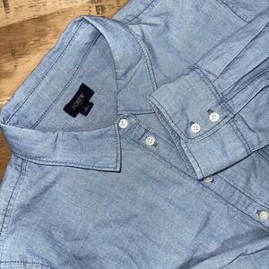 J.Crew Jeans Men's Chambray Long Sleeve Button Down Size Large Blue Light Wash
